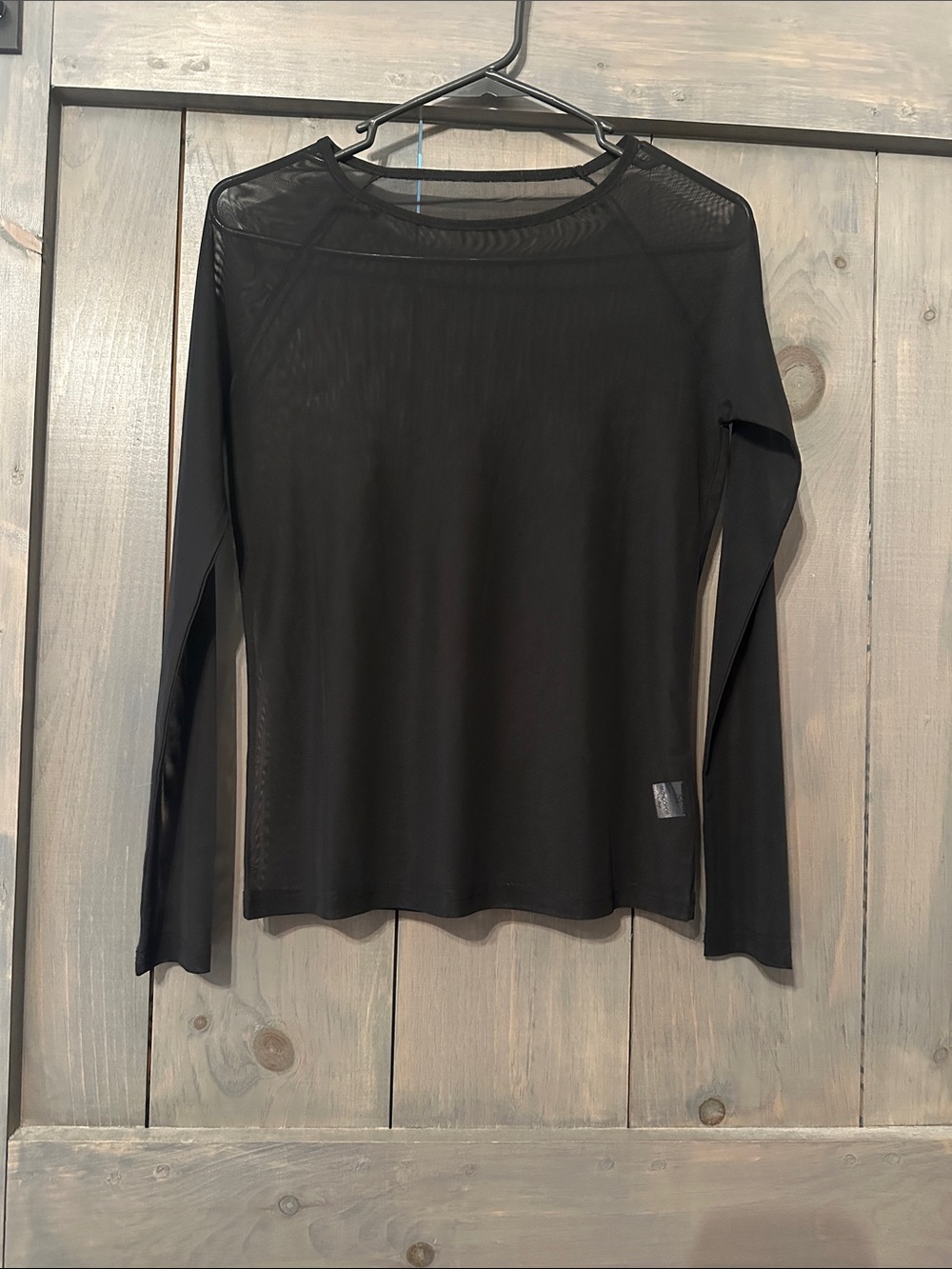 Black Long-Sleeve Sheer Top